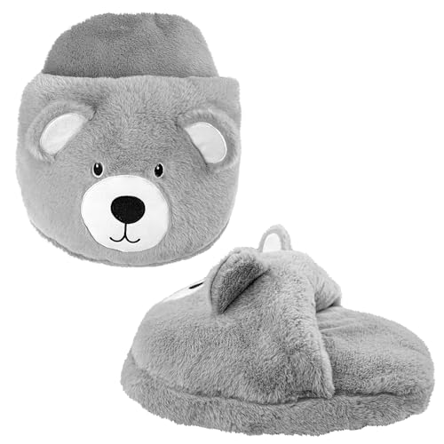 Crystals Hot Water Bottle Foot Warmer with Cover Soft Breathable Fabric Winter Warmth for Men & Women 2L Plush Heated Slippers Feet Warmer for Cold Feet (Hot Teddy Bear Slippers)