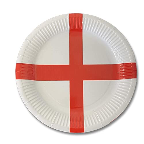 SHATCHI 20Pcs England Paper Plates St George Party Supplies for England Sporting Events Pub Football World Cup Celebrations Party - Image 2