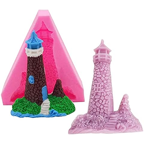 WonDerfulC 3D Schloss Silikonformen Leuchtturm Modellierung DIY Formen Schokolade Backen Kuchen Formen Herstellung Seife Gips Ton Backform Cover