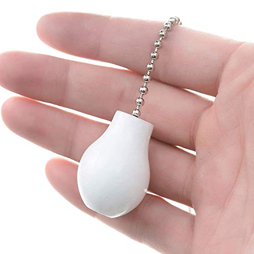 Image of Ceiling Fan Chain Extenders - 12 Inch White Wooden Pendant Pull Chain Extension for Light Lamp - 2 Pcs (Nickel)