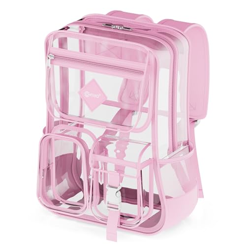Contixo Clear Backpack for Kids & Adults - Transparent PVC Bookbag - Stadium-Approved Travel Bag for School, Waterproof - Adjustable Straps - Durable Tear-Resistant - 16.9