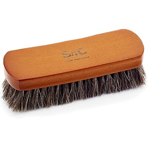 Stone and Clark Premium Horsehair Shoe Polish Brush – Handcrafted Beechwood Shoe Brush for Shine and Buffing – Luxurious Shoe Shine Brush with Soft Horsehair Bristles (Brown) Cover
