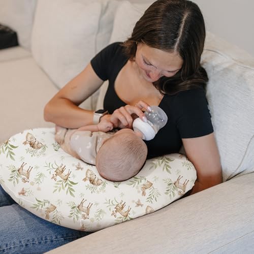 Image of Konssy 2 Pack Nursing Pillow Covers, Soft and Comfortable Nursing Cover for Breastfeeding Pillows, Pillow Slipcover for Baby Girls Boys Newborn(Green, Woodland)