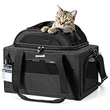 Pecute 猫 キャリー バッグ 上部拡張 折りたたみ ペットキャリー 小型犬用 飛び出し防止 軽量 通気性メッシュ 安定感 収納便利 お出かけ ドライブ 旅行 通院 防災 避難用 ダークグレー