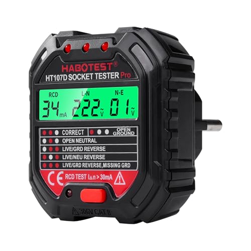 VOBOR Testeur de Prise Electrique avec Test RCD, Automatique 6 Types de Diagnostic d'Erreur,...