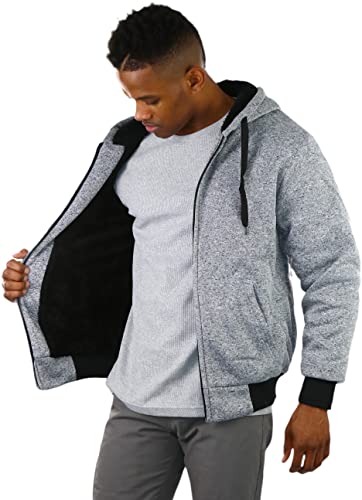Image of ToBeInStyle Men's Polar Fleece Long Sleeve Zip Up Kangaroo Pocket Cold Weather Hoodie Jacket