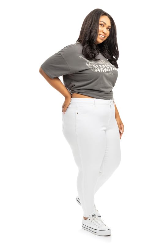 1822 Denim Butter High-Rise Ankle Skinny Jeans Plus Size 28" with Stretch and Shape Retention in White3