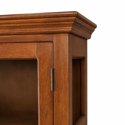 Image of The Attic Havenwood Wooden Bookshelf and Crockery Cabinet with Glass Door | Wooden Book Rack for Home Library, Study Room | Bookshelf Crockery Unit for Home & Kitchen Living Room | Honey Finish