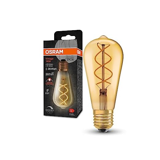Osram Vintage 1906 Goldene Filament LED Lampe aus Glas in Edison-Form, Sockel E27, 300 Lumen, 28W-Ersatz, sehr warmes weiß fast wie Kerzenlicht (2000K), dimmbar