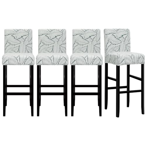 Image of Lellen Bar Stool Chair Covers Set of 4,Jacquard Bar Stool Cover Barstool Covers Slipcovers Stretch Bar Stool Covers with Backs Bar Stool Protector Covers for Kitchen Dining Room Counter Island