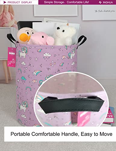 Image of Unicorn Laundry Hamper Large Canvas Fabric Storage Basket