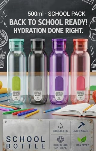 Image of Fridge Bottle Set | BPA Free Plastic Water Bottle | Hygienic, Leak-Proof, Food Grade, Non-Toxic, Odorless | Ideal for Home, Office, Travel & Fridge Use (New-multi, 500, Milliliters)