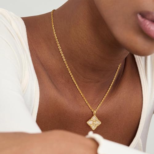 MEVECCO Gold Four Leaf Clover Necklace for Women 14K Gold Plated Clover Pendant Necklace With Diamond Fashion Lucky Clover Tiger's Eye Stone Necklace for Jewelry Gift3