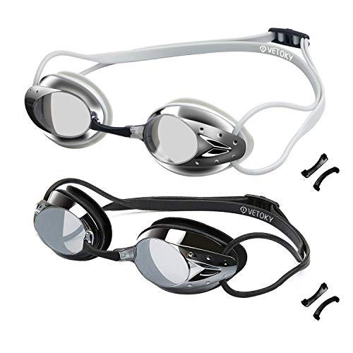 vetoky Swim Goggles, Anti Fog Swimming Goggles UV Protection Mirrored & Clear