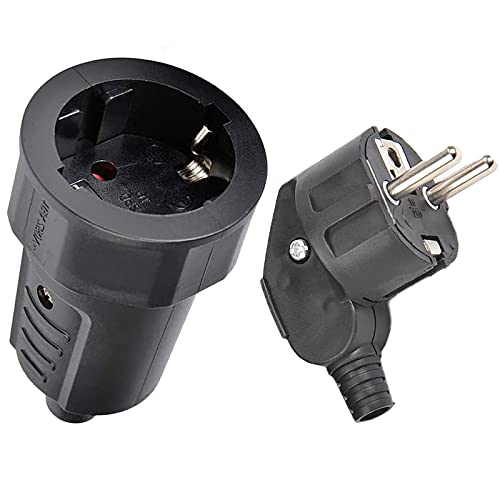 Basetousual 1 Piezas Enchufe Hembra Negro, con 1 Piezas Enchufe Macho, Enchufe de Contacto a Tierra, Enchufe Terciario Negro, Muy Adecuado para Exteriores, Sitios Comerciales y de Construcción Cover