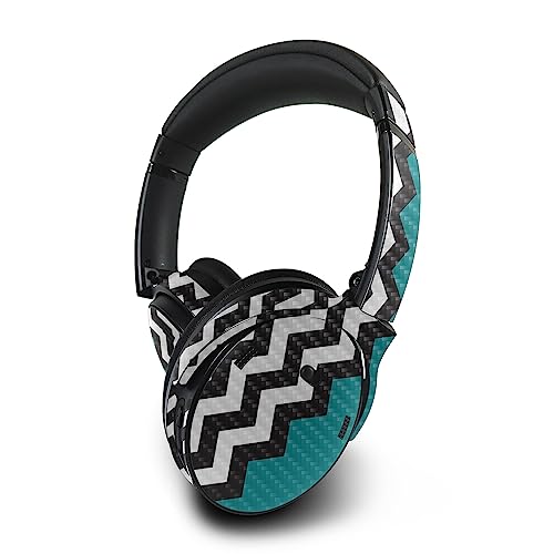 Image of MightySkins Carbon Fiber Skin Compatible with Bose QuietComfort 45 Headphones Teal Chevron | Protective, Durable Textured Carbon Fiber Finish | Easy to Apply | Made in The USA
