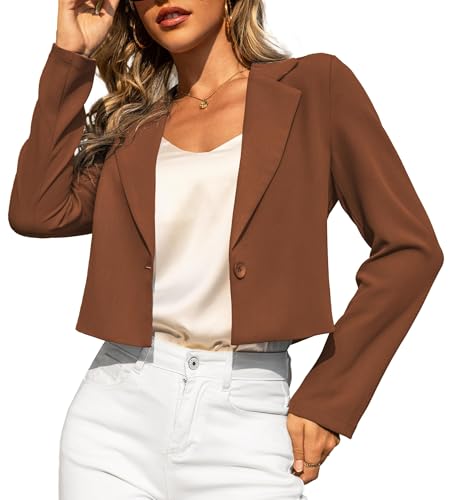 LETDIOSTO Cropped Blazers for Women XS-XL Brown
