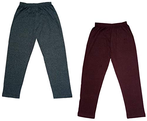 Image of IndiWeaves Girls Super Soft Cotton Solid Capri Pants (Brown, Grey, 6-7 Years) Pack of 2