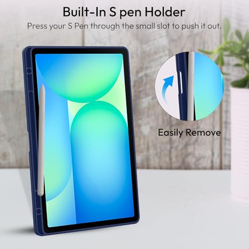 Image of Robustrion Cover Case for Samsung Galaxy Tab S10 FE Plus 13.1 inch Cover with [Pencil Holder] Hybrid Cover for Samsung Tab S10 FE Plus 13.1 inch Tablet [Auto Sleep Wake Support] - Navy