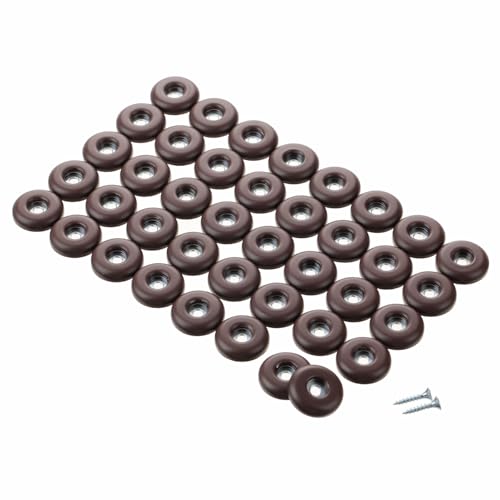 1" Screw on Furniture Sliders-Furnigear Heavy Duty PTFE (Teflon) Chair Leg Slides Glides Move Your Furniture Easy & Safely - Best Floor Protector(Brown-40pack)