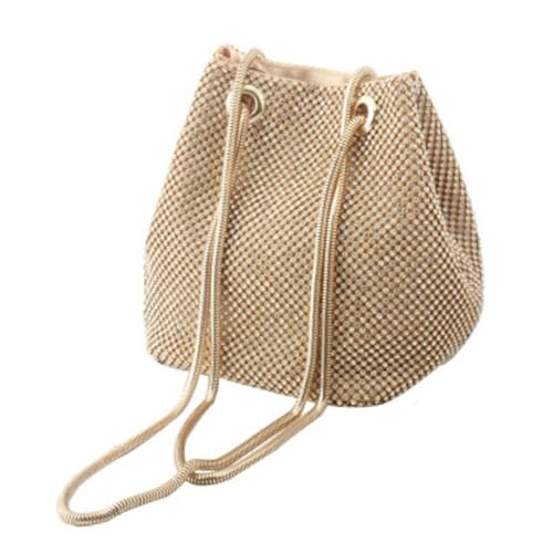 Sac seau pour femme orné de cristaux brillants et finitions dorées luxueuses