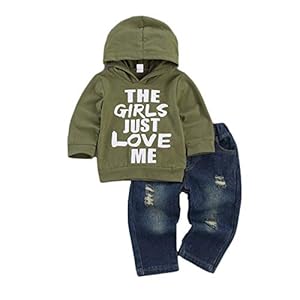 Toddler Baby Boy Outfits Hoodie Sweatshirts & Jeans Clothes Set Fall Winter 6 9 12 18 24 Months