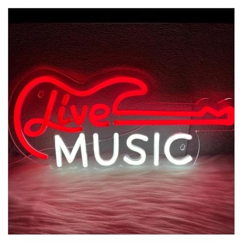 Enseigne néon Musique live guitare, idée cadeau pour guitariste