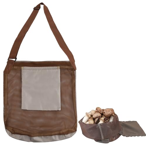 Bolsa de Recolección de Setas, Bolsa de Caza de Malla con Correa Ajustable, Bolsa para Recogida Frutas Verduras, Bolsa Recoger Setas Grande, Bolsa de Compras Plegable para Jardín Camping, 43x40cm