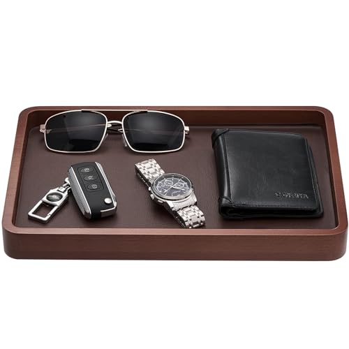 ProCase Wooden Valet Tray for Men, Wood Catch-All EDC...