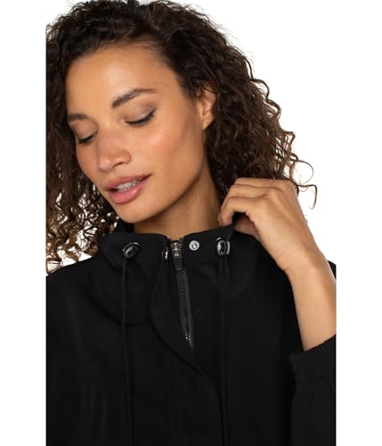 Liverpool Los Angeles Womens Zip Up Dolman Sleeve Matte Sateen Jacket Black Large3