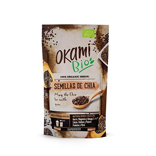 Okami Bio | Semillas de Chia | 100% Orgánico | Vegano | Superalimento | Alto contenido de Fibras| Antioxidantes | Proteinas | Para darle el impulso perfecto a tu día | 250gr.