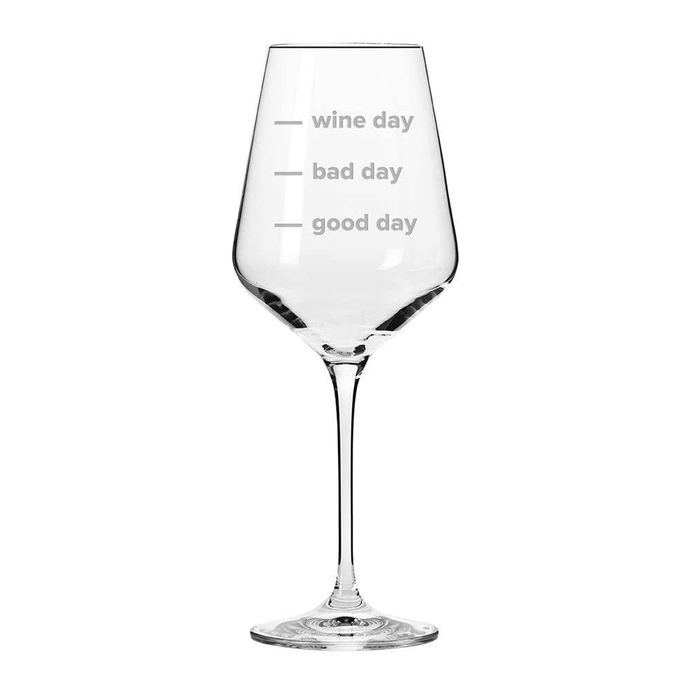 Treat Republic Good Day, Bad Day, Wine Day Glass โ 22.5 x 9 x 9 cm, Wine Glass with Stem, Tall Design, BPA-Free | Custom Glassware