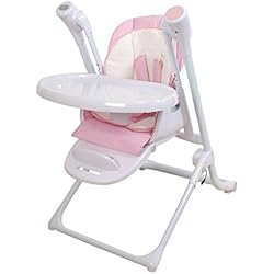 Trona Hamaca Columpio Toral Hamaca Bebe Mecedora Electrica, Trona Columpio Infantil, Columpios Infantiles 2 en 1, Control desde Android y iPhone, Mecedor automatico, Color Rosa