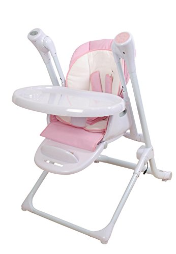 Toral Hamaca Bebe Mecedora Electrica, Trona Columpio Infantil, Columpios Infantiles 2 en 1, Control desde Android y iPhone, Mecedor automatico, Color Rosa