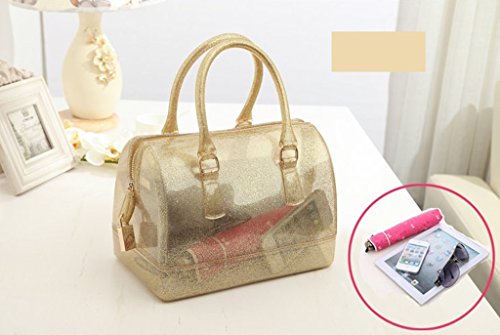 Image of Ladies Summer Jelly Pillow-shaped Top Handle Handbag Candy Color Transparent Crystal Purse