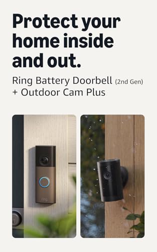 Image of Ring Battery Doorbell (newest model), Matte Mocha with Outdoor Cam Plus, Black