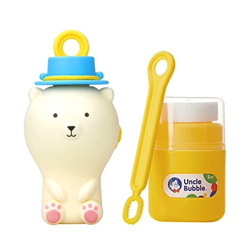 Uncle Bubble Fun - Tiny Bea Anti-Spill Pals - More Play, Less Mess | Spill-Resistant | Incl. Lovely Tiny Bear, Bubble Solution & 2 Bubble Wands