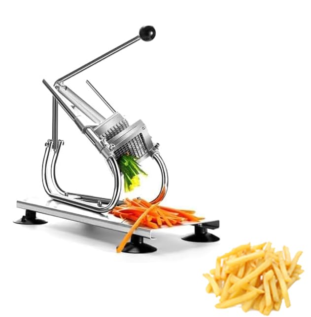 Cortador de patatas fritas, cortador manual de patatas de acero inoxidable para uso doméstico y comercial, para cortar verduras en tiras, hoja versátil