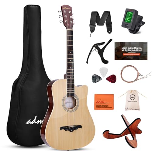 ADM 38' Inch Acoustic Guitar Bundle for Beginners Adults with Online Lesson, Cutaway Wood Acustica...