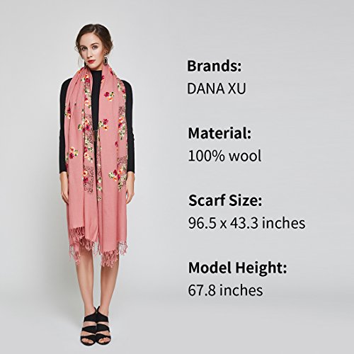 DANA XU Embroidery 100 Pure Wool Pashmina Shawls and Wraps Shukran