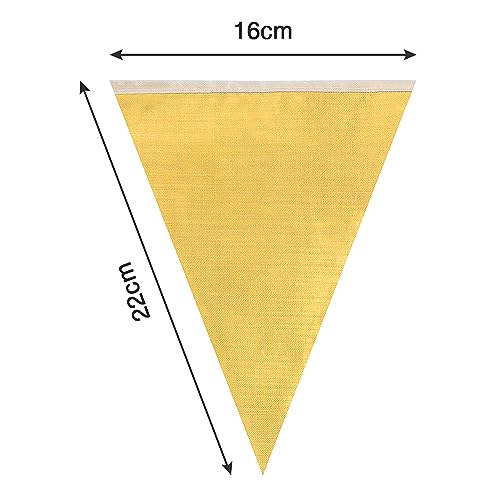 Gold Fabric Bunting, 66 Feet Banners with 52 Waterproof Reusable Triangle Flags for Mother's Day, Birthday, Wedding, Home, Outdoor Party Decoration