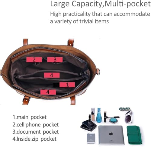 Image of Women's Handbag Tote Bag Premium PU Leather Shoulder Bag with Top Handle & Detachable Strap - Stylish Large Capacity Purse for Office, Casual & Party Use