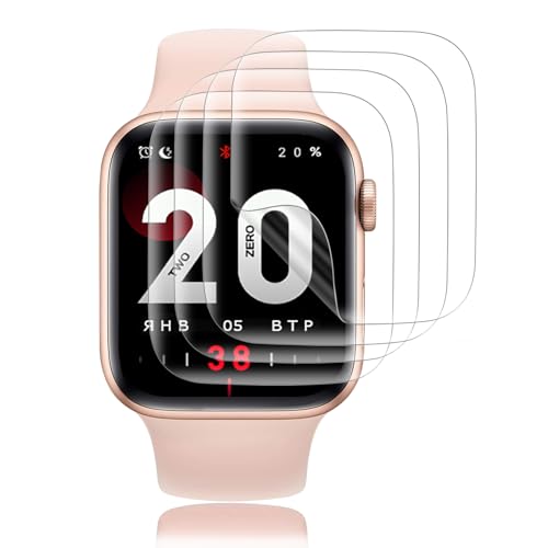 4 pièces Verre Trempé pour Apple Watch Series 7/8/9 45mm Protection écran, 0,33mm & TPU auto-réparateur, Anti-Rayures, 100% sans Bulles Vitre Protection, Haute...