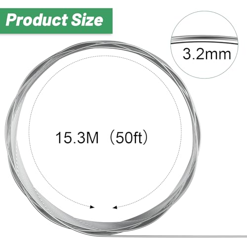 Image of Pelopy Aluminum Wire 1 /8 Inch Diameter Metal Wire 50 ft Armature Bendable Armature for Sculpting Dolls Floral Jewelry Making Weaving DIY Crafts, Silver