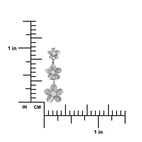 Sterling Silver Three Plumeria Dangle Earrings2
