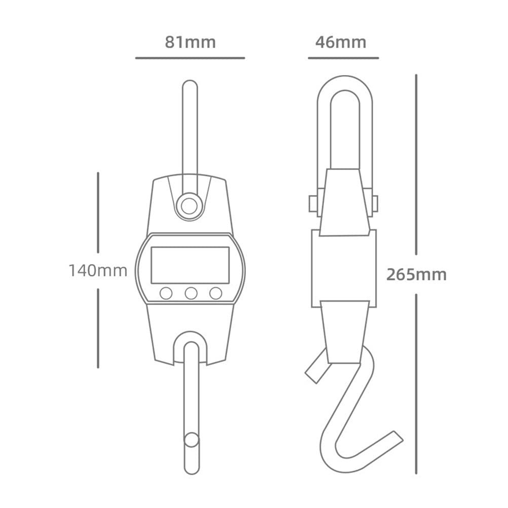 Waga do bagażu, przenośny mini dźwig LCD cyfrowy elektroniczny hak do zawieszania skala pętla skala cyfrowa podróżna waga pocztowa haczyk wędkarski S