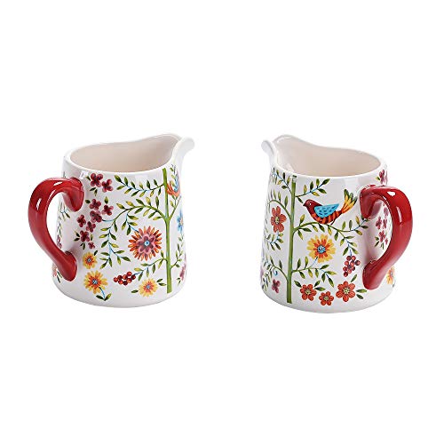 Bico Red Spring Bird Ceramic Sugar And Cream Set, Dishwasher Safe #TOP3