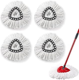 4 Pack Spin Mop Replacement Heads, Microfiber Spin Mop Refills Compatible with O Cedar EasyWring Spin Mop, Easy Cleaning Mop Replace Heads for Floor Cleaning