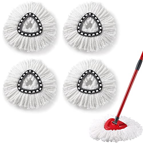Spin Mop Head Replacement, 4 Pack Microfiber EasyWring Mop Refills Compatible with 360 Degree Rotating Mops, Spinning Mop Replace Head, Spin Mop Replacement Head for Spin Mop and Bucket Accessories