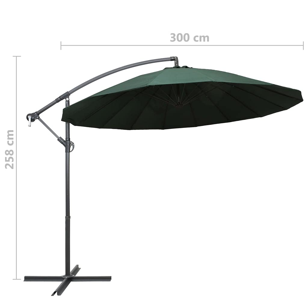 Sombrilla de Jardín con Mecanismo de Manivela y Base Cruzada, 16 Varillas y Poste de Aluminio para Protección UV y Espacio Extra Grande, Tela de Poliéster Fácil de Limpiar
